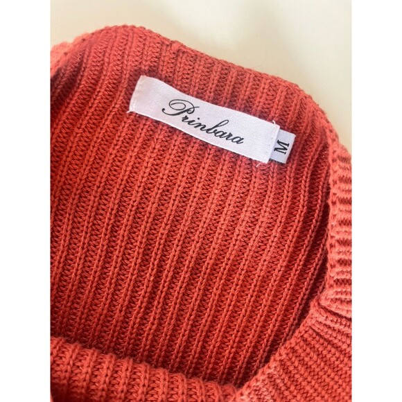 Prinbara Orange Mock Neck Sweater Womens Medium - Picture 2 of 8